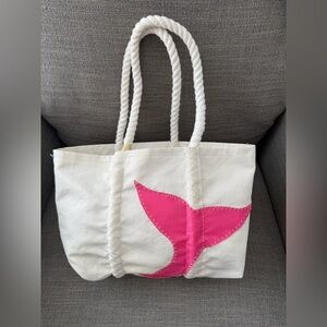 Sea Bags Whale Tail Tote 
Recycled sail cloth rope handles
Handmade In Maine